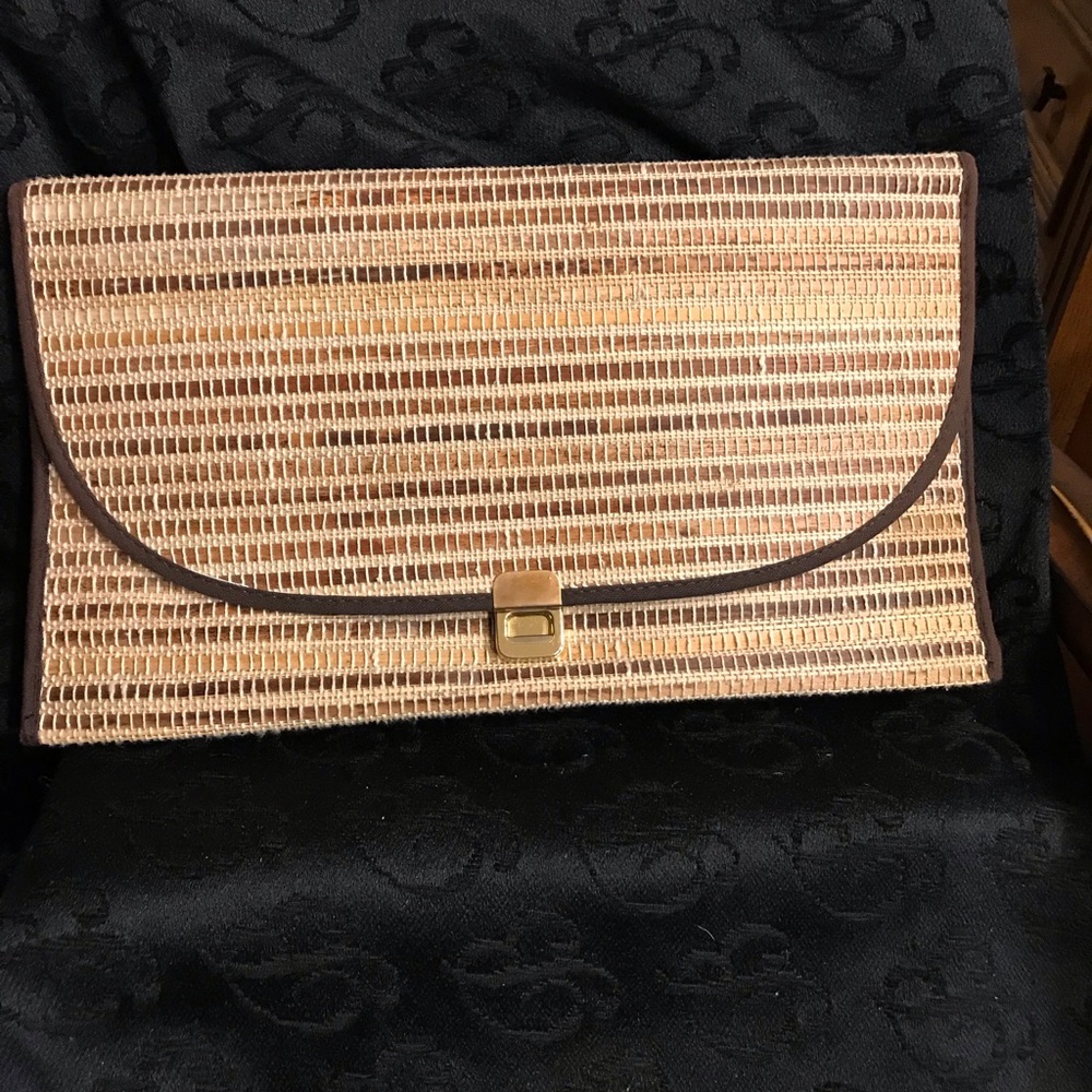 Vintage Bamboo/Rattan Envelope Clutch Purse